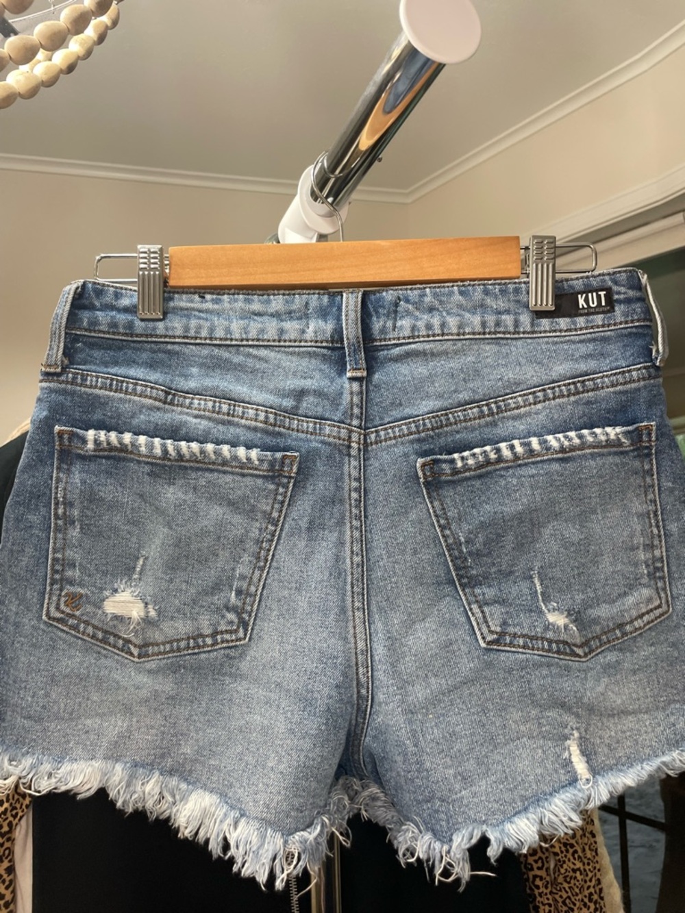 KUT From the Kloth Distressed Denim Shorts Size 2 Raw Hem